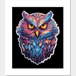 Luminous Nocturne: Holographic Owl Splendor Posters and Art